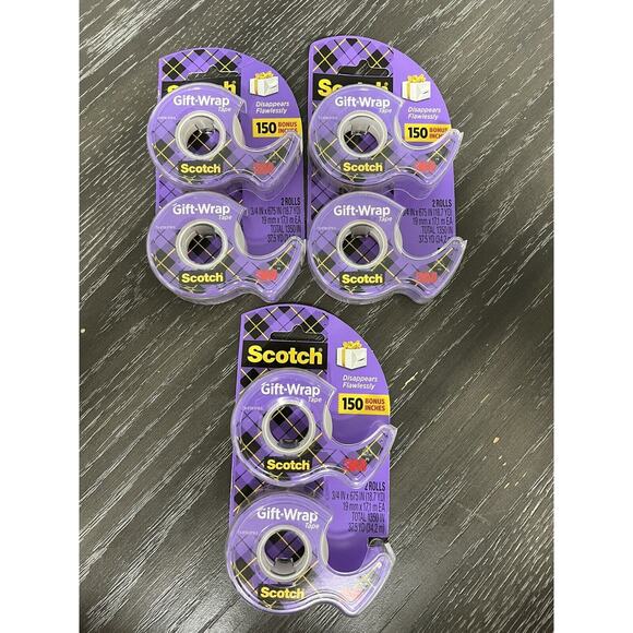 3M Other - Scotch 3M Gift Wrap Tape Satin Finish 3/4" x 675" ea - 6 Rolls Total